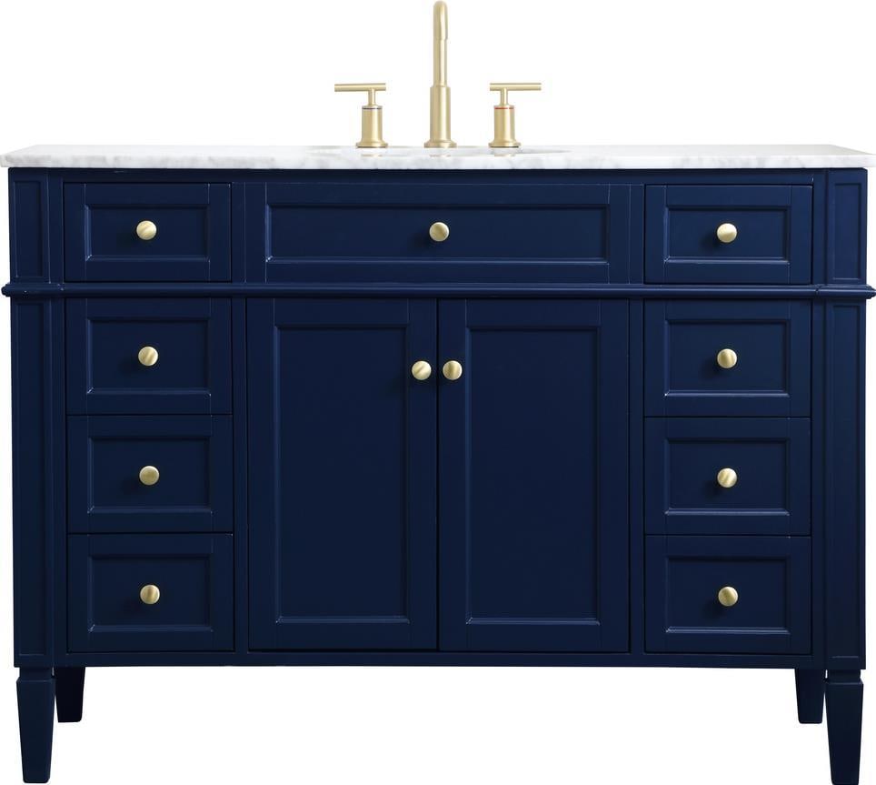 Elegant Lighting Blue Brushed Gold Bathroom Vanity 35H 48W 21.5D: Elegant Lighting Blue Brushed Gold Bathroom Vanity 35H 48W 21.5D Enhance your modern bathroom with this stylish blue vanity, featuring a contemporary design that blends functionality with aesthetic ap