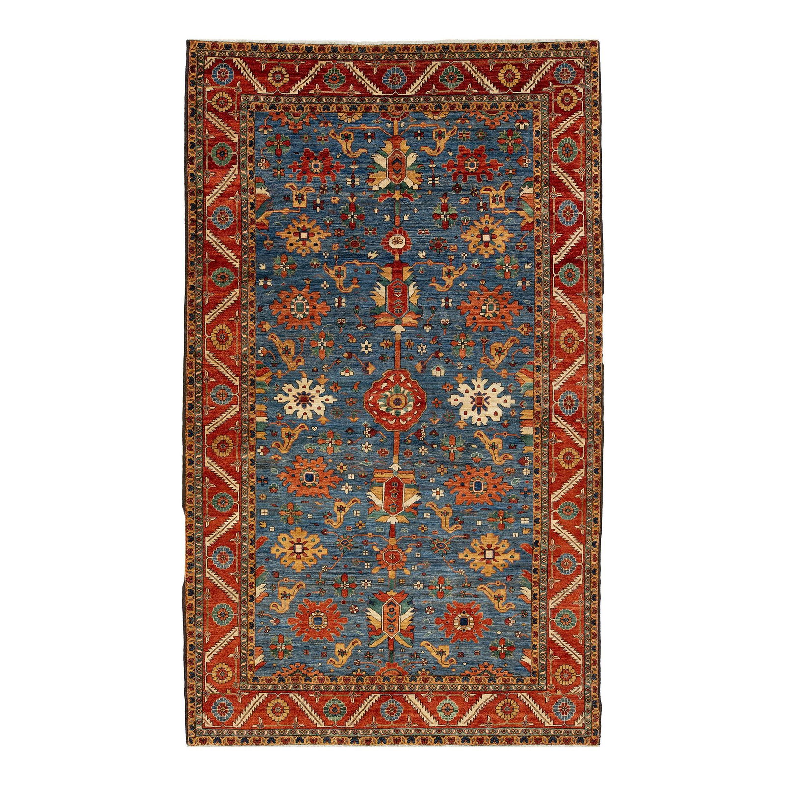 8'3 x 13'10 Blue Wool Rug Contemporary Serapi Floral Design (1 of 10)