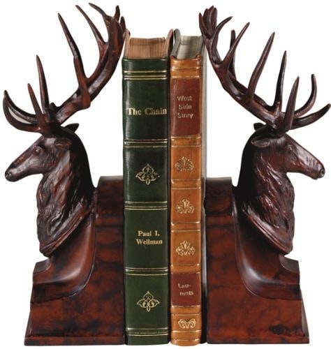 Rustic Lodge Style Deer Head Resin Bookends Pair (1 of 1)