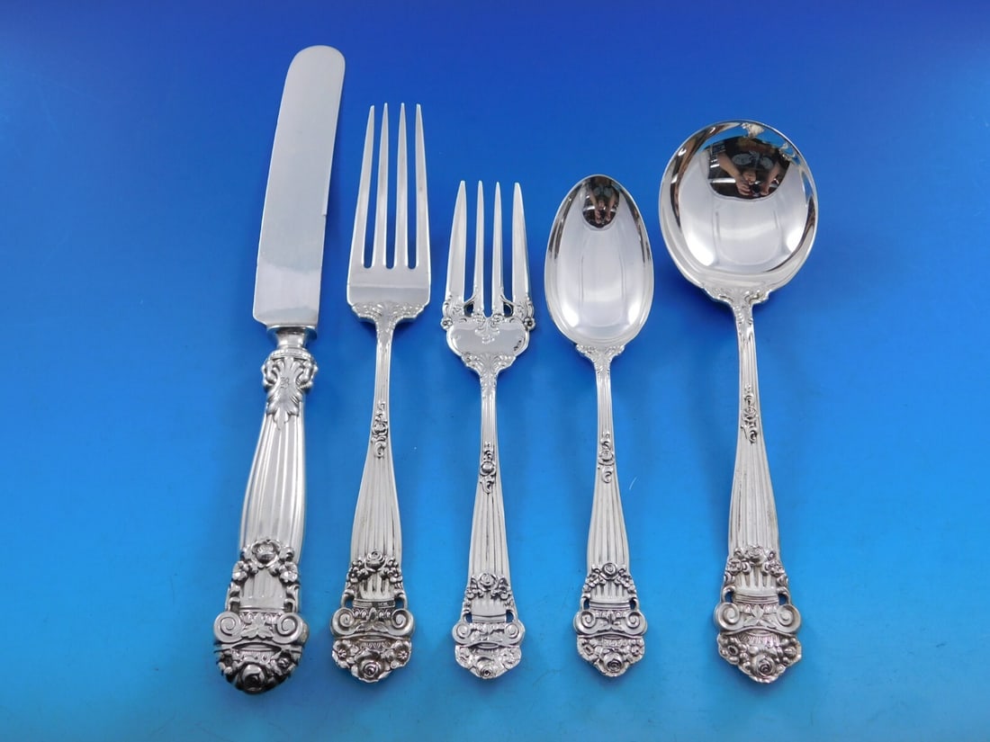 Towle Georgian Sterling Silver Flatware Set for 12 - 64 Pieces with Storage Chest (1 of 9)