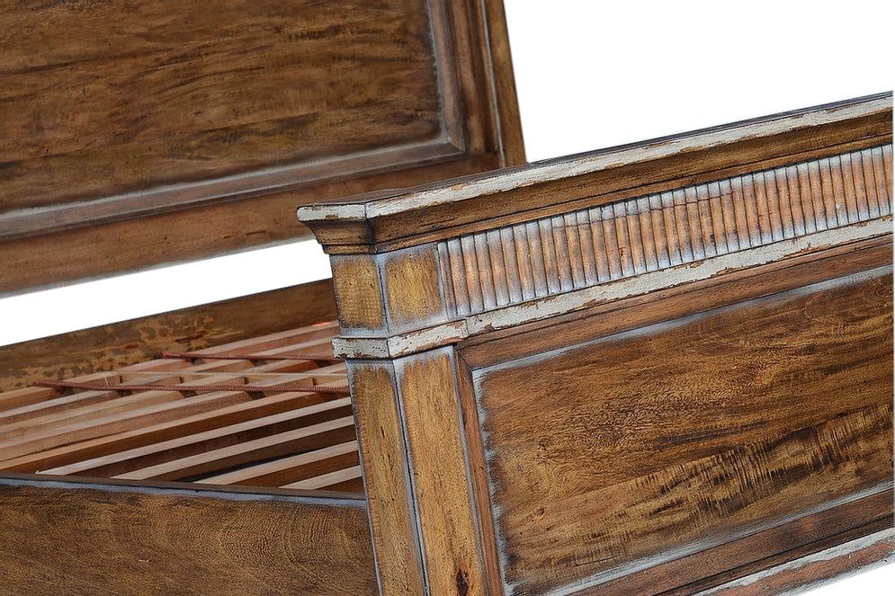 Camelot King Bed Solid Mango Wood Transitional Style Rustic Pecan Finish (1 of 8)