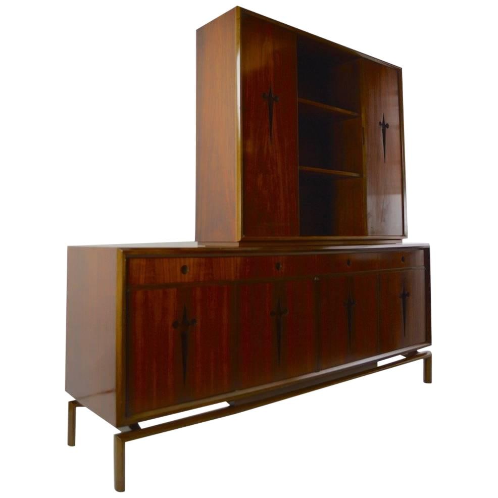 Elegant Edmund Spence Walnut Breakfront Credenza in Brown (1 of 9)