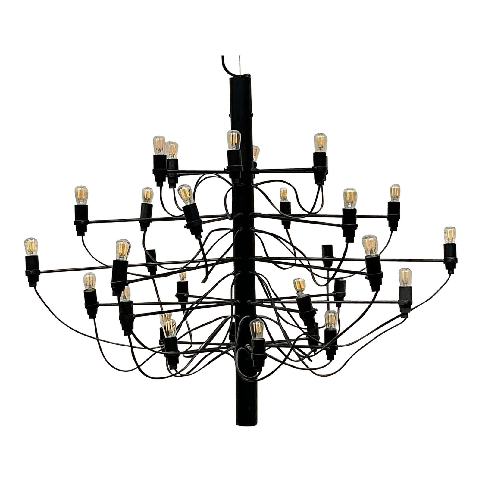 Vintage Flos Chandelier Black Metal Glass 35x35x28.25 (1 of 7)