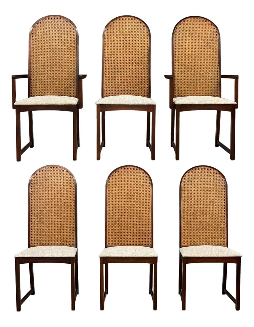 Mid Century Modern Walnut Dining Chairs Set of 6 Milo Baughman (1 of 9)