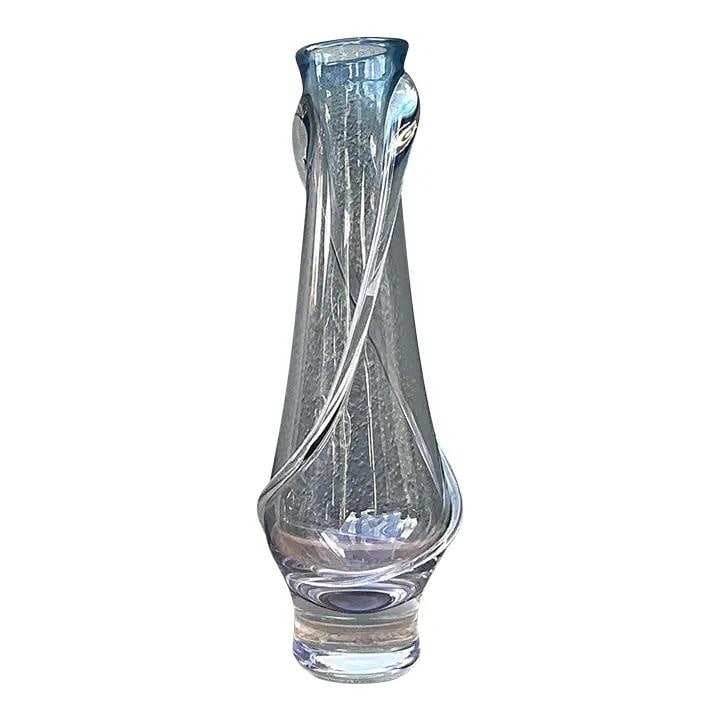 Elegant Vintage Hand-Blown Glass Bud Vase 10 Inch Boho Accent (1 of 4)