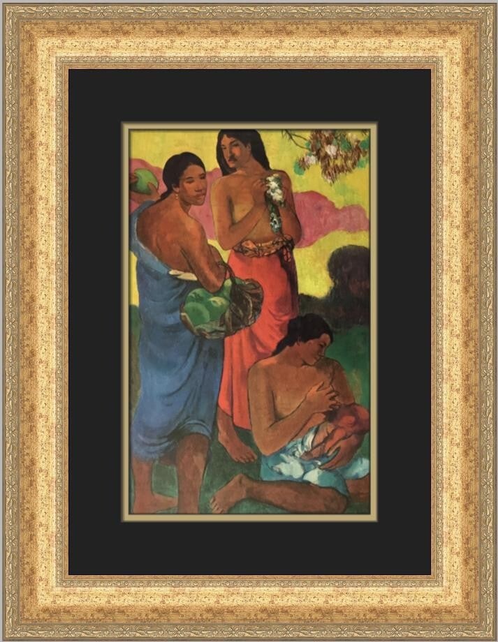 Paul Gauguin Maternity Custom Framed Print 21x17 Expressionism Art: Paul Gauguin Maternity Custom Framed Print 21x17 Expressionism Art This striking custom framed print titled "Maternity" by renowned artist Paul Gauguin captures the essence of Expressionism and Realis