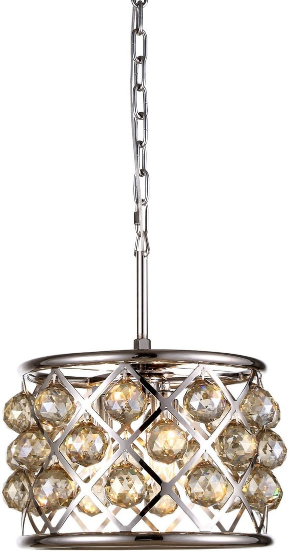 Madison 12 Inch Polished Nickel Pendant Chandelier with Golden Teak Crystal (1 of 2)