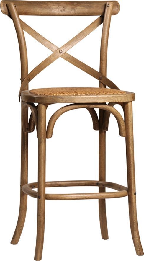 Gaston Rustic Oak Counter Stool with Rattan X-Back Seat (1 of 1)