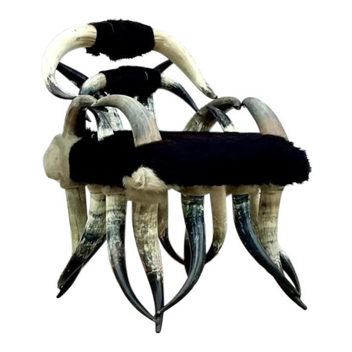 Vintage Boho Sculptural Horn Chair in Black Artisanal Design (1 of 10)