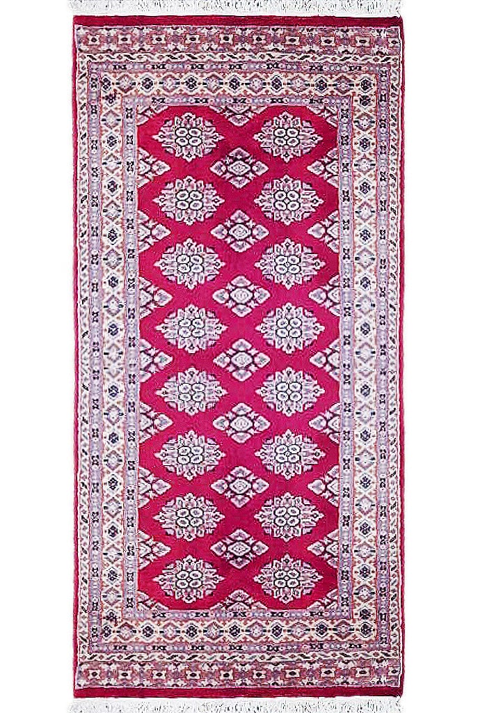 Hand-Knotted 2'11 x 5'5 Red Jaldar Bokhara Area Rug from Pakistan: Hand-Knotted 2'11 x 5'5 Red Jaldar Bokhara Area Rug from Pakistan Free continental US Shipping Enhance your living space with the luxurious Red Jaldar Bokhara Rug, expertly hand-knotted by skilled art