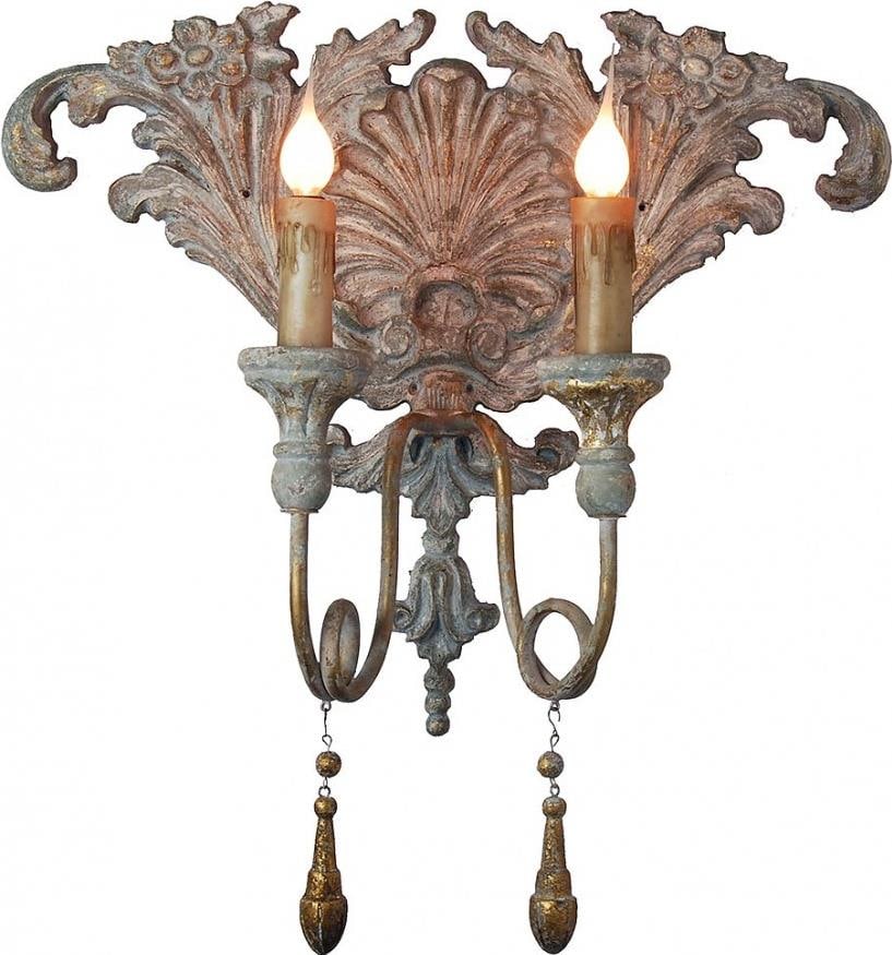 Provence Home Distressed Blue Baroque Sconce Light (1 of 2)