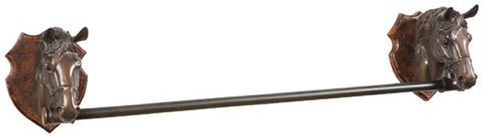 Hand-Cast Equestrian Twin Horse Head Towel Rack (1 of 1)
