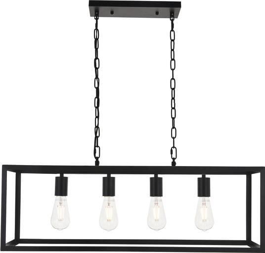 Elegant Lighting Resolute Black 4-Light Pendant Mid-Century Modern: Elegant Lighting Resolute Black 4-Light Pendant Mid-Century Modern Introducing the Resolute Black 4-Light Pendant Fixture, an elegant lighting solution that combines functionality with a stylish desig