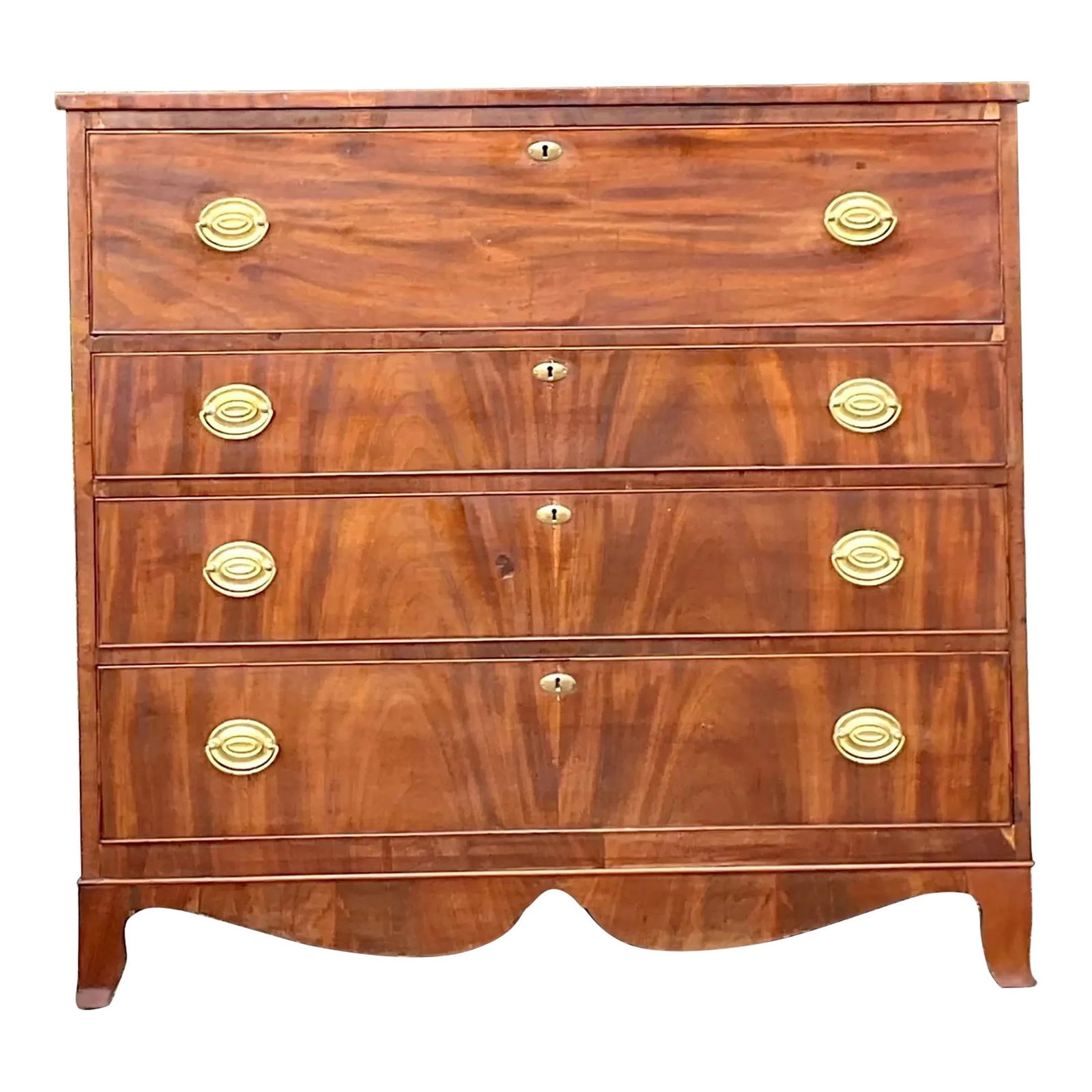 Antique 1810 Hepplewhite Flame Mahogany Chest of Drawers (1 of 8)