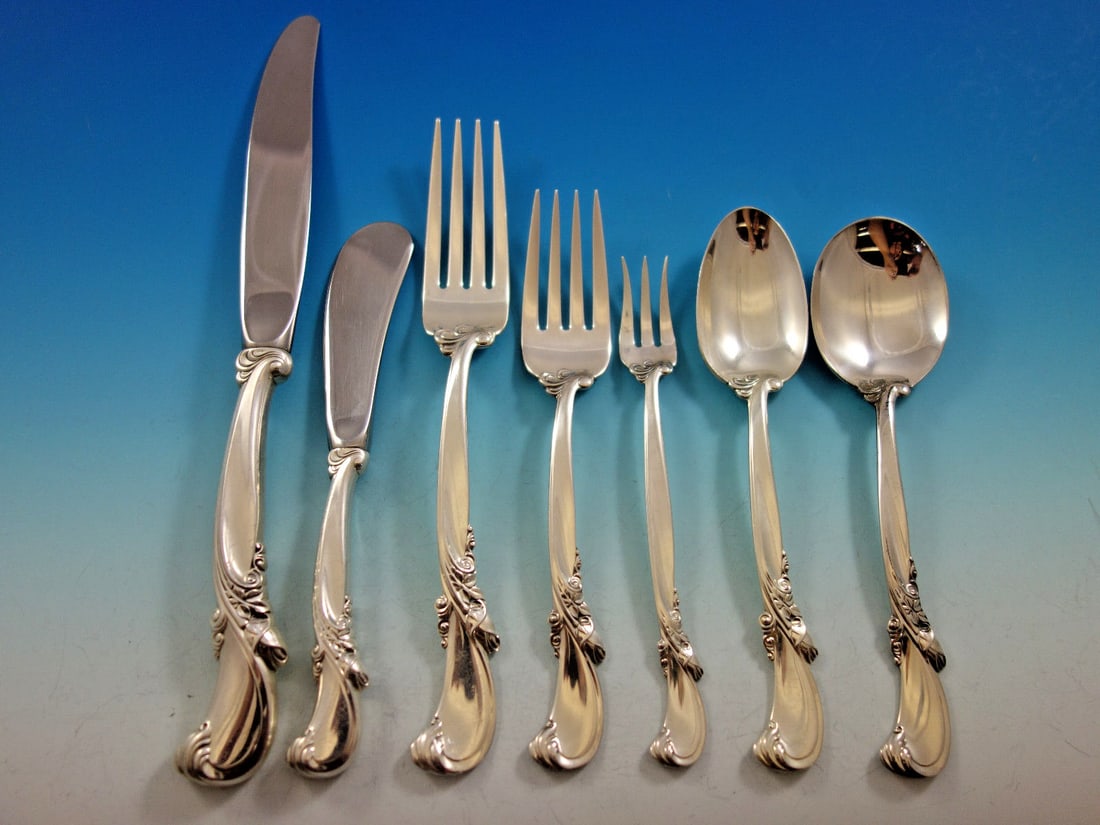 Wallace Waltz of Spring Sterling Silver Flatware Set 89 Pieces for 12 (1 of 9)