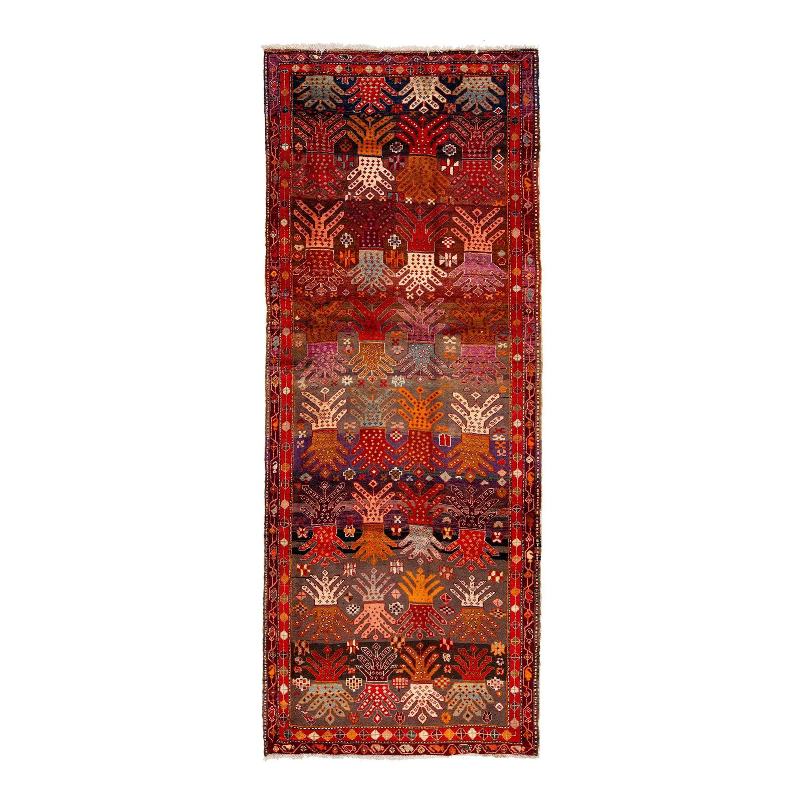 Vintage Hand-Knotted Shiraz Persian Wool Rug Multicolor 3'11 x 9'11 (1 of 9)