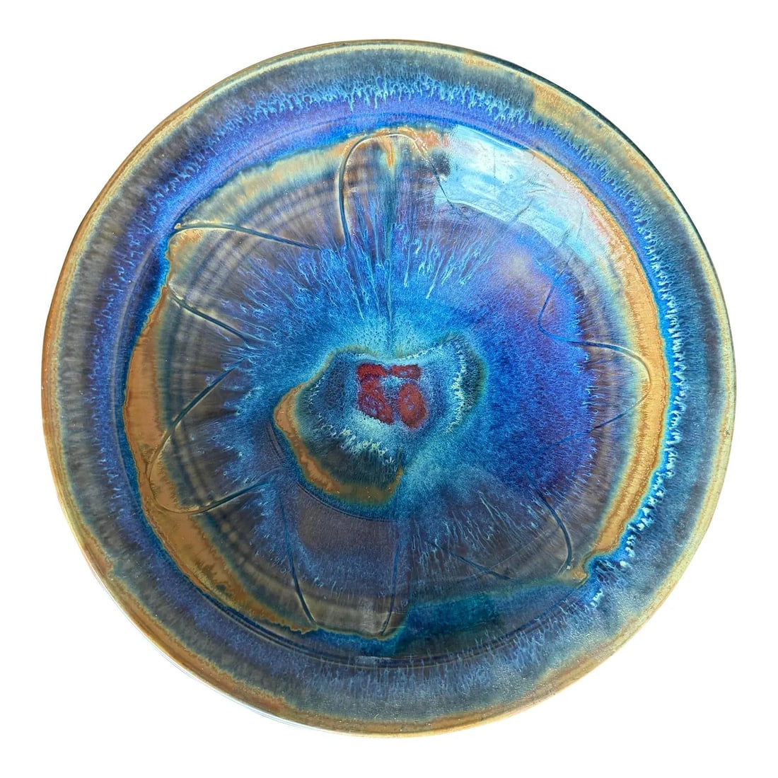 Handcrafted Vintage Boho Ceramic Bowl in Amber Glaze (1 of 9)