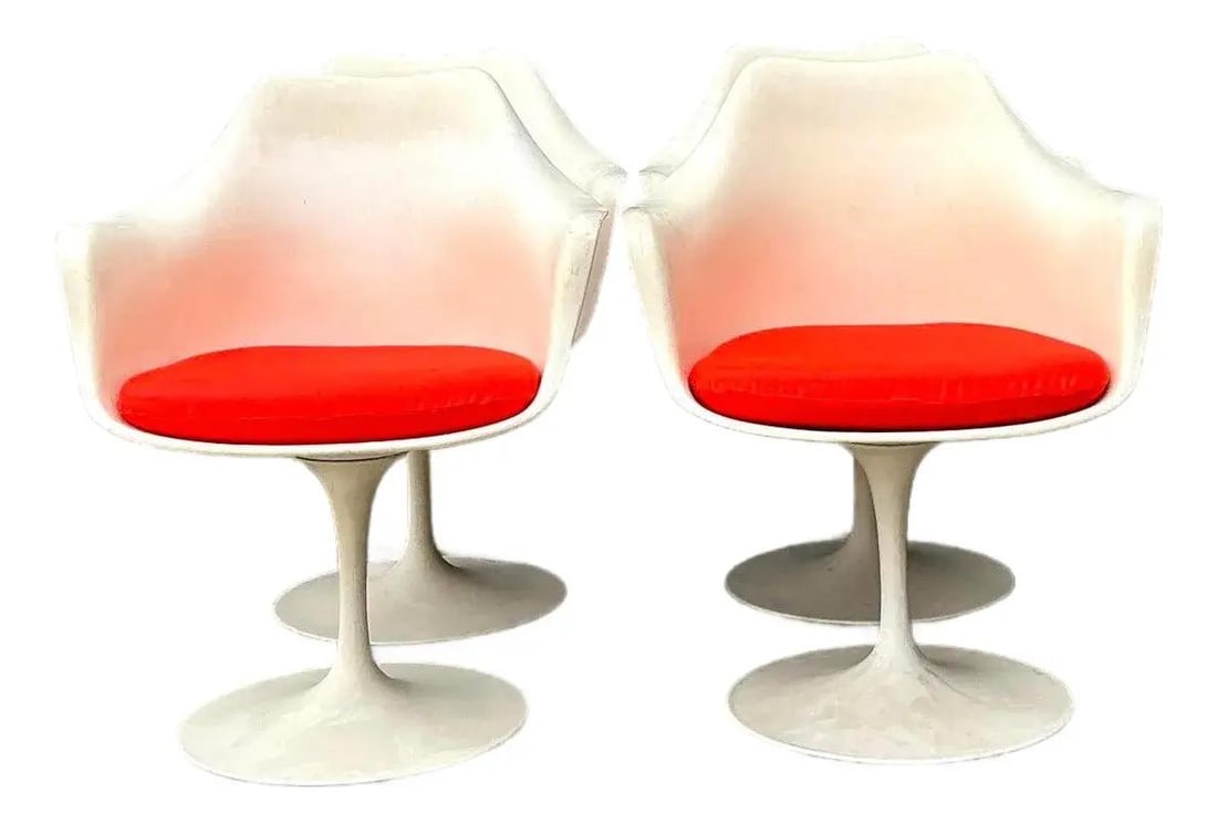 Mid-Century Modern Saarinen Tulip Swivel Dining Chairs Set of Four (1 of 10)