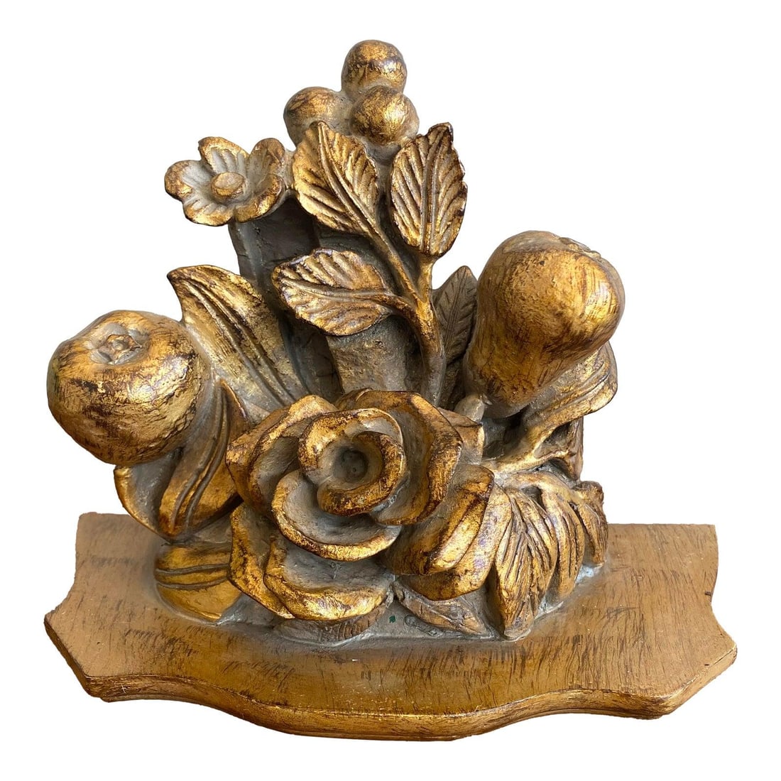Vintage Italian Floral Bookend Antique Gold Leaf Decor (1 of 7)