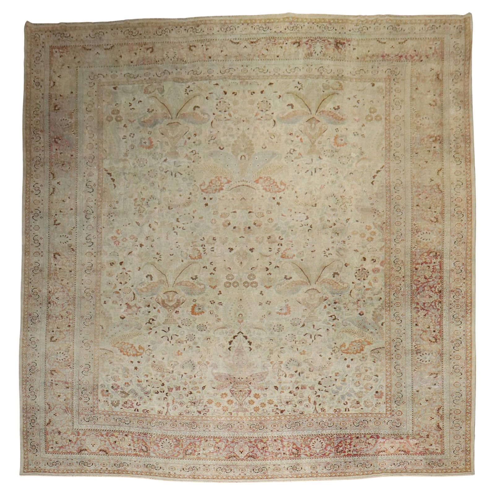 Zabihi Collection Antique Tabriz Square Rug 13'3" x 15'5" Iran 1920 (1 of 16)