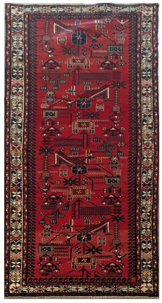 Red 3.7 x 10.1 Traditional Persian Hamadan Wool Runner Rug: Red 3.7 x 10.1 Traditional Persian Hamadan Wool Runner Rug Free continental US Shipping Enhance your living space with this exquisite 3.7 x 10.1 Red Traditional Persian Hamadan Wool Runner Rug, meticu