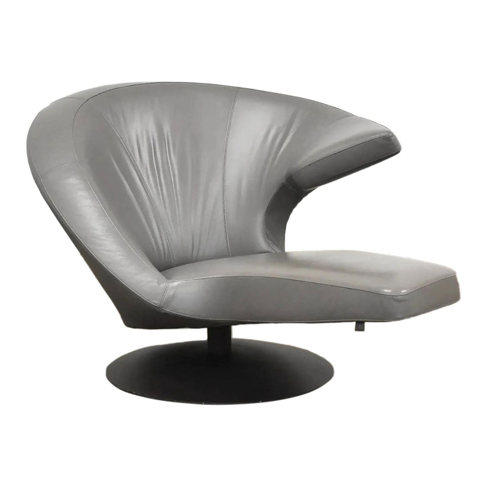 Leolux Parabolica Swivel Chair Gray Leather by Stefan Heiliger (1 of 9)