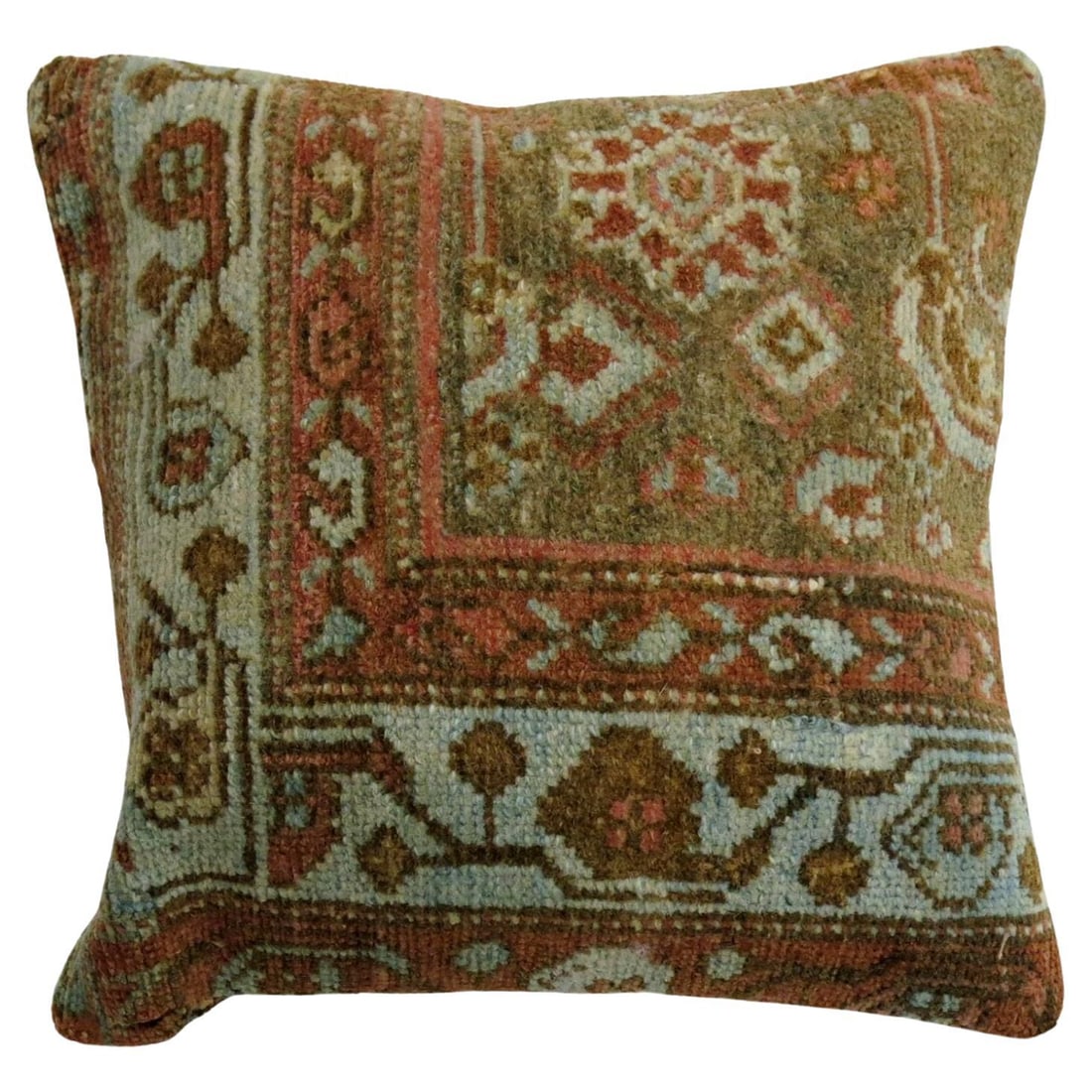 Vintage Hand-Woven Persian Malayer Rug Pillow 16'' Rustic Decor (1 of 4)