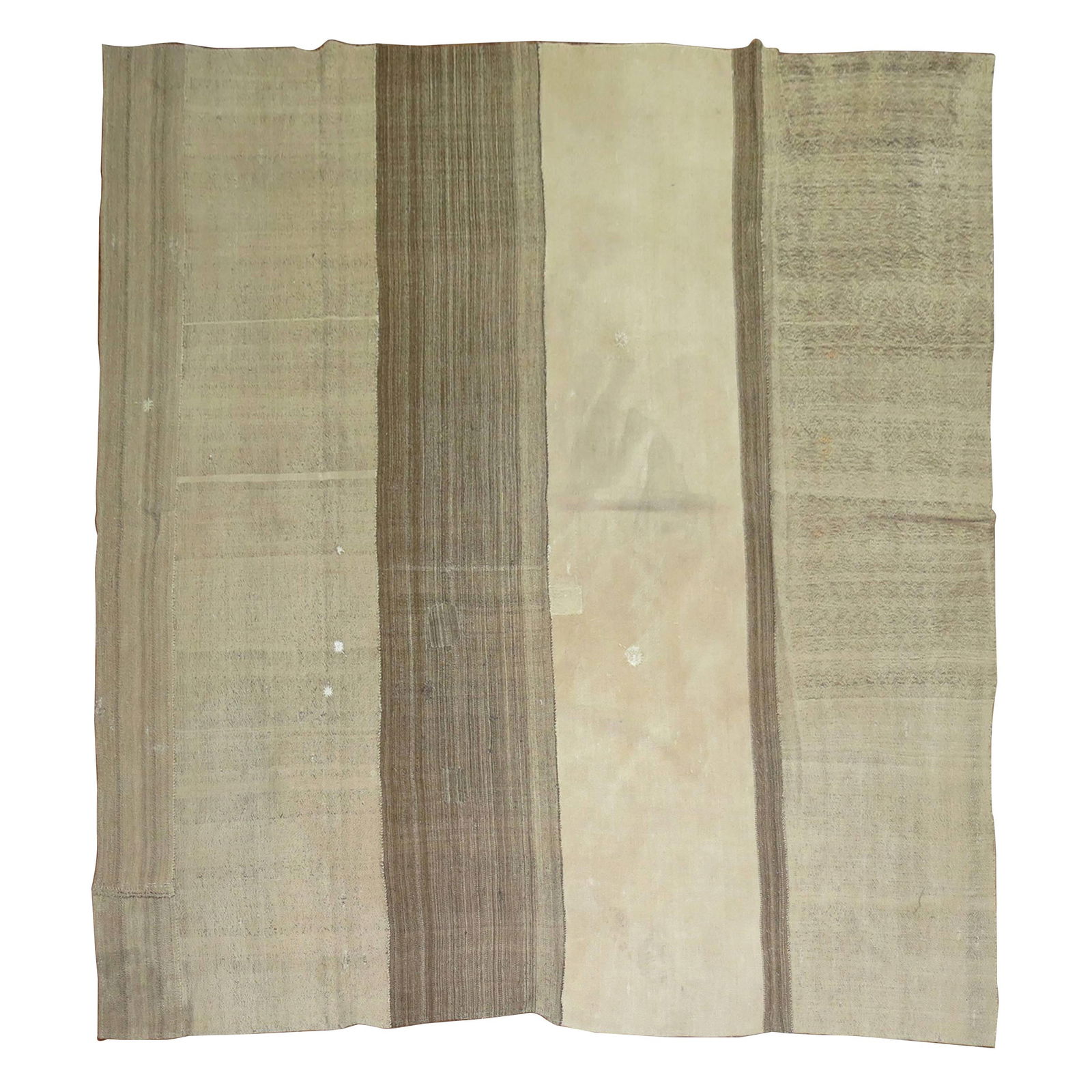 Mid-Century Hand-Knotted Turkish Kilim 8'10'' Square Wool Rug (1 of 15)