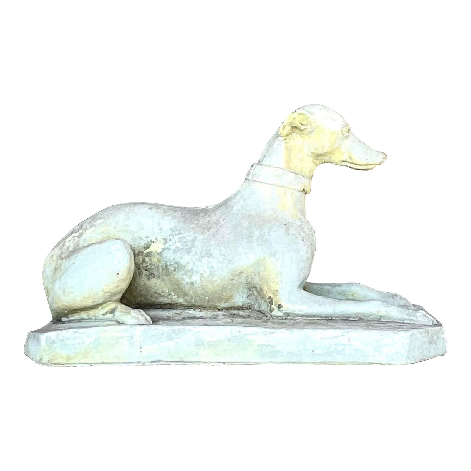 Vintage Regency Cast Cement Greyhound Sculpture Dark Gray (1 of 7)