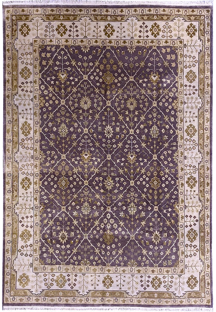 Handmade Wool Area Rug 7.6 x 9.6 Brown Elegant Patterns (1 of 11)