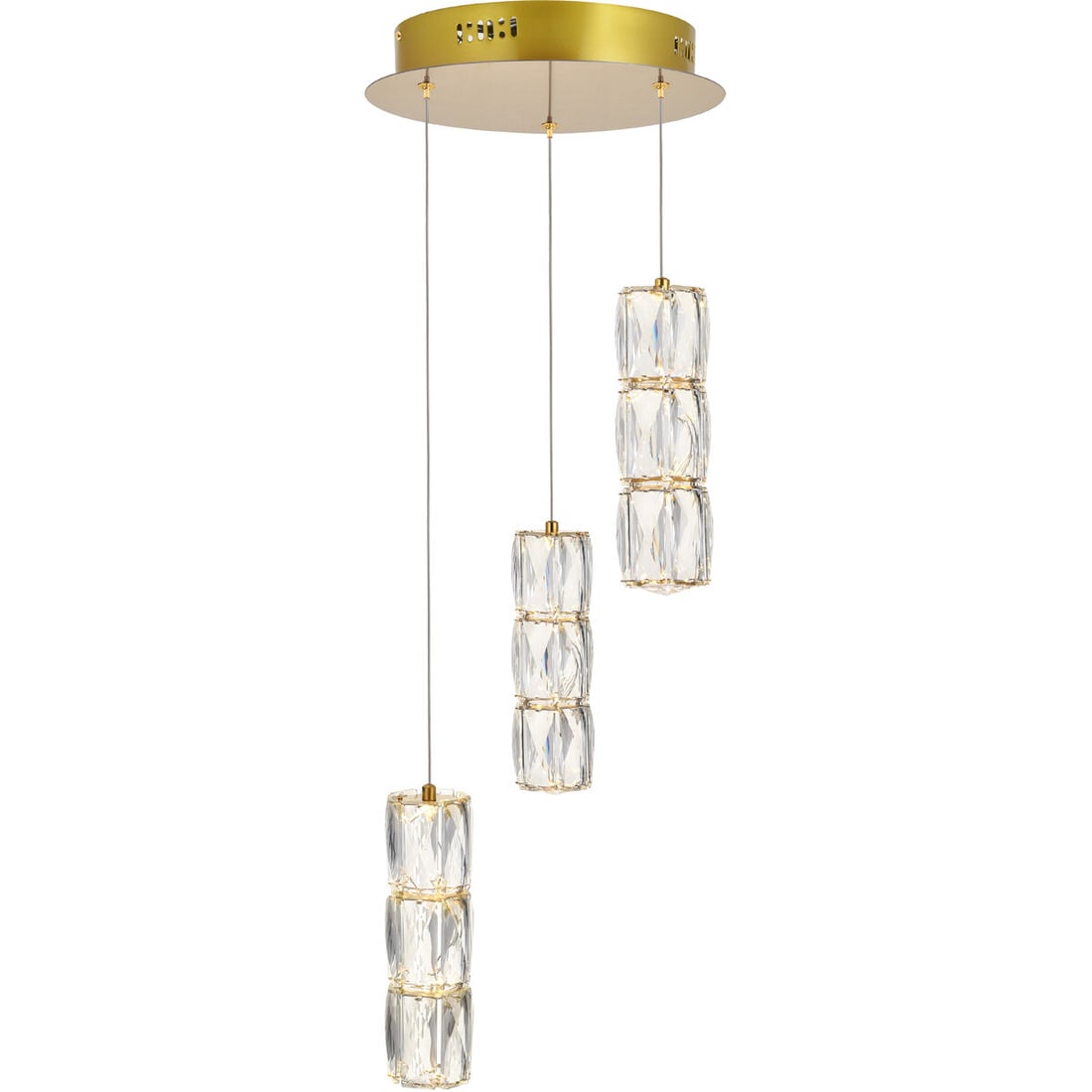 Polaris Gold Modern Crystal Pendant Chandelier 12in LED Light Fixture: Polaris Gold Modern Crystal Pendant Chandelier 12in LED Light Fixture Illuminate your space with this stunning Crystal Flush Mount Pendant Chandelier. Featuring a modern design, this chandelier is ado
