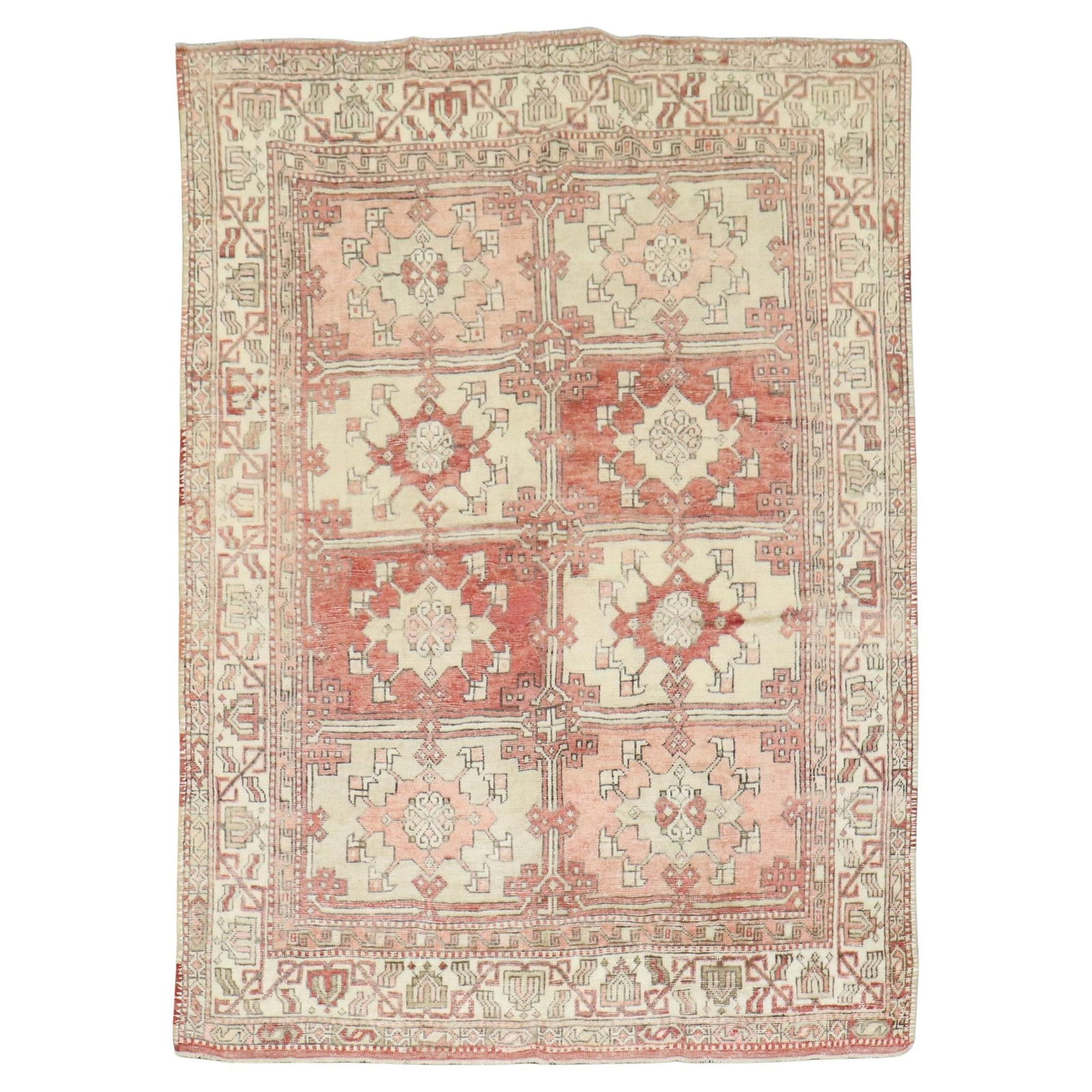 Mid-20th Century Turkish Anatolian Hand-Knotted Wool Rug 71 x 94: Mid-20th Century Turkish Anatolian Hand-Knotted Wool Rug 71 x 94 Discover the exquisite charm of this Vintage Turkish Anatolian Square Rug, a stunning piece from the mid-20th century. Hand-knotted wit
