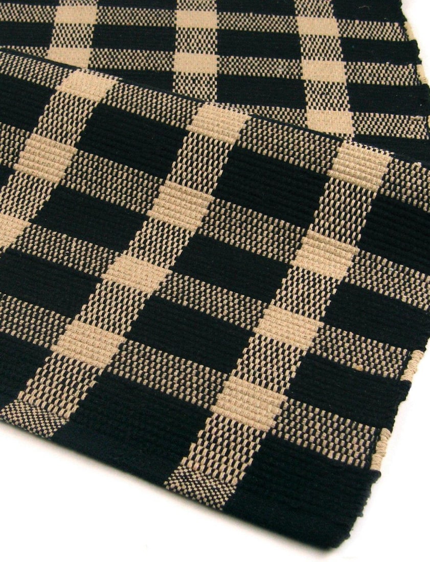 Hand-Dyed Black Cotton Rag Rug 2x3 Unique Tavern Check (1 of 1)