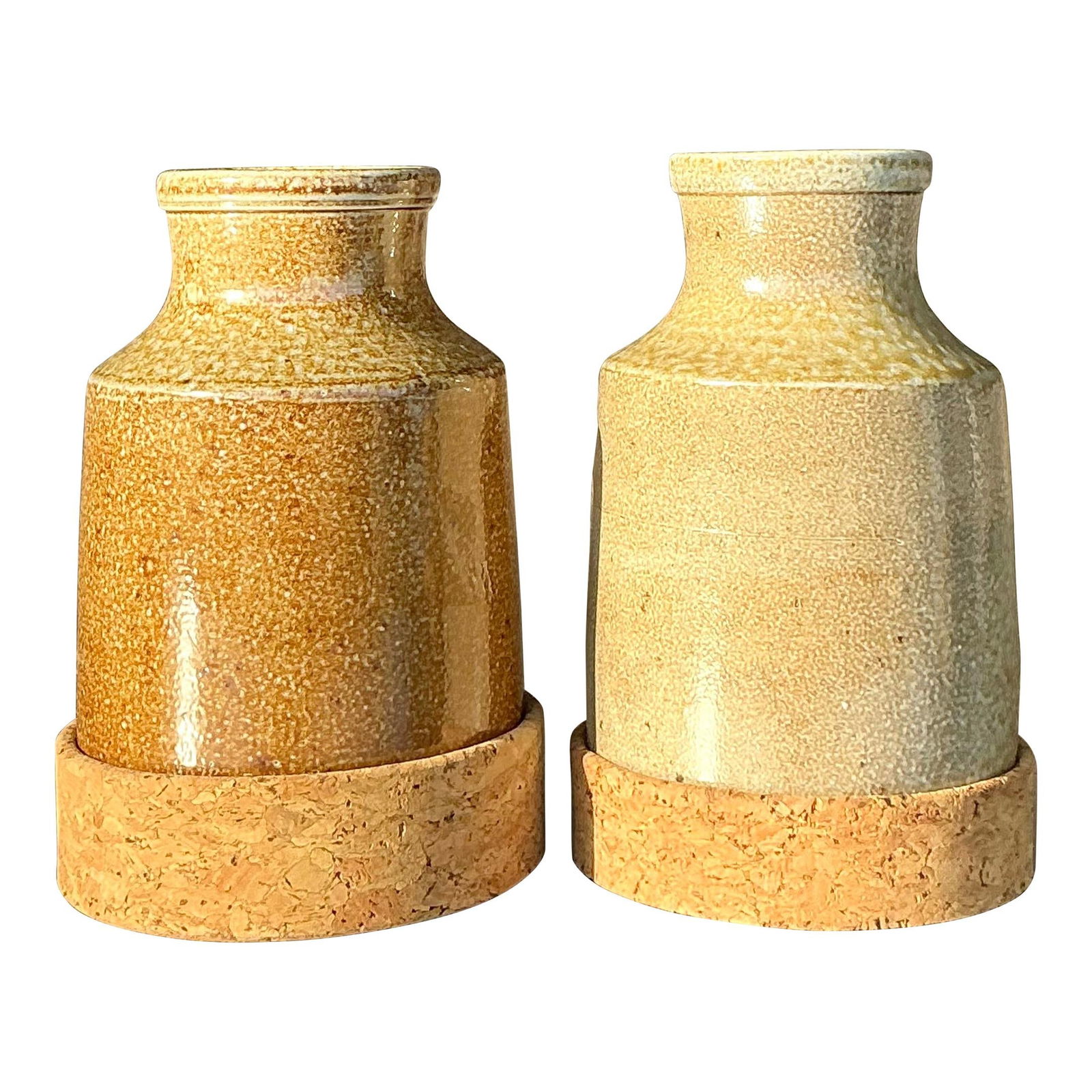 Vintage Boho Pair of Rustic Studio Pottery Vases (1 of 9)