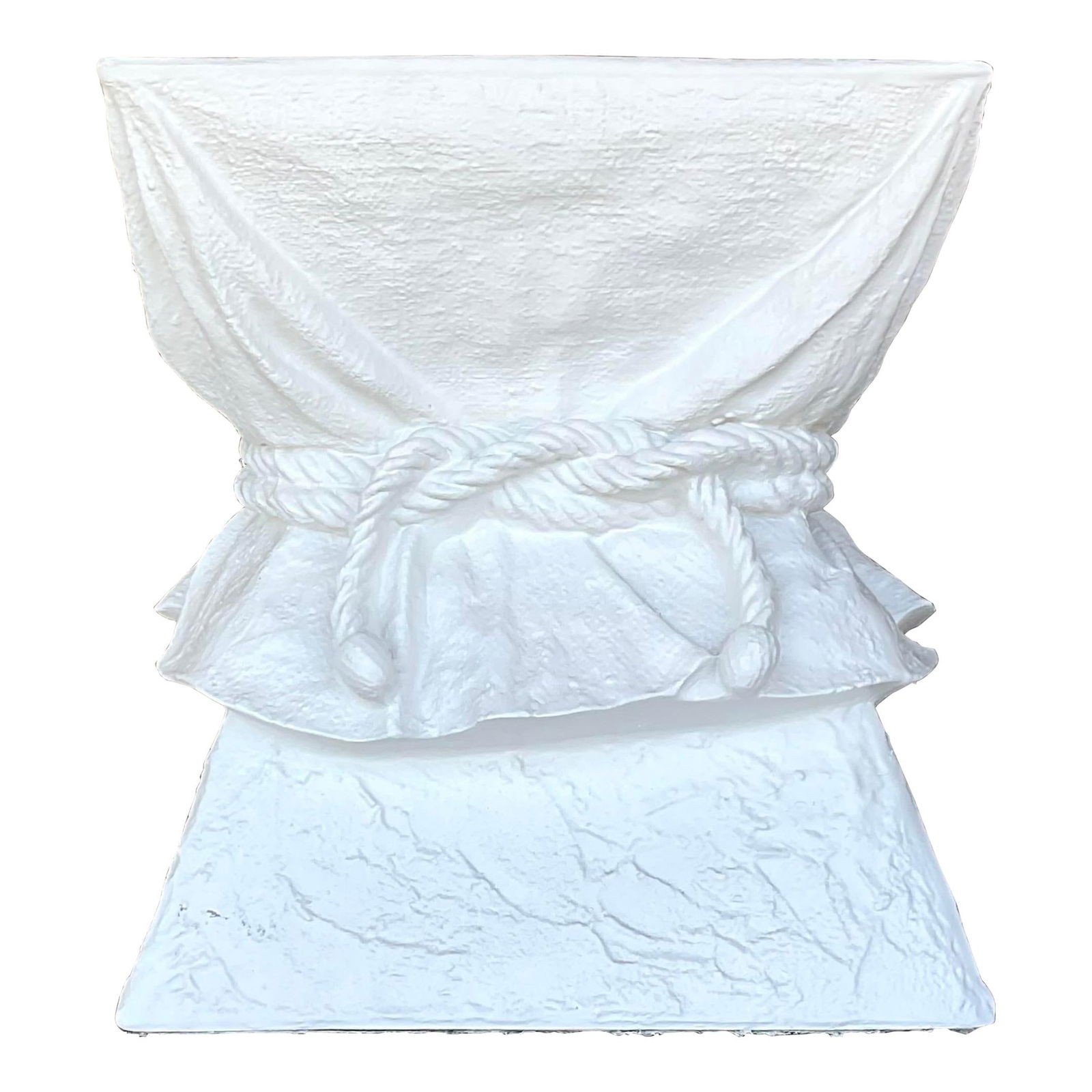 Vintage Boho Low Stool Plaster Finish John Dickinson Style: Vintage Boho Low Stool Plaster Finish John Dickinson Style This vintage Boho low stool, inspired by the iconic designs of John Dickinson, features a chic textured plaster finish and distinctive tie de