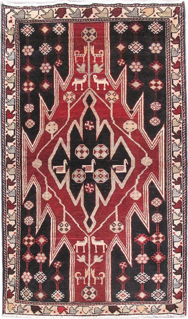 Handcrafted 3.5 x 6 Red Persian Hamadan Area Rug: Handcrafted 3.5 x 6 Red Persian Hamadan Area Rug Free continental US Shipping Introducing our exquisite 3.5 x 6 Red Persian Hamadan Rug, a stunning blend of timeless beauty and artisanal craftsmanship