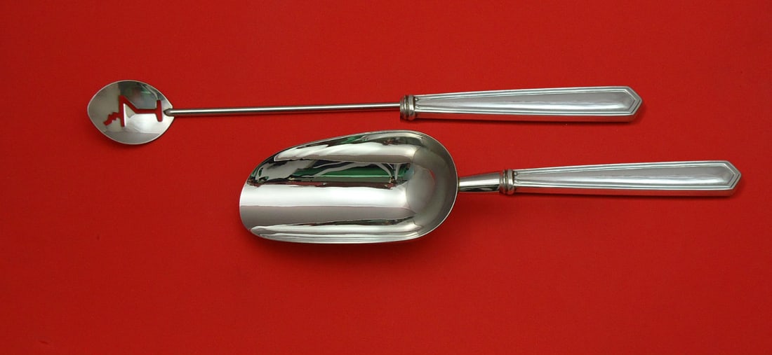 Brandon International Sterling Silver Bar Set 2pc Martini Spoon Ice Scoop (1 of 1)