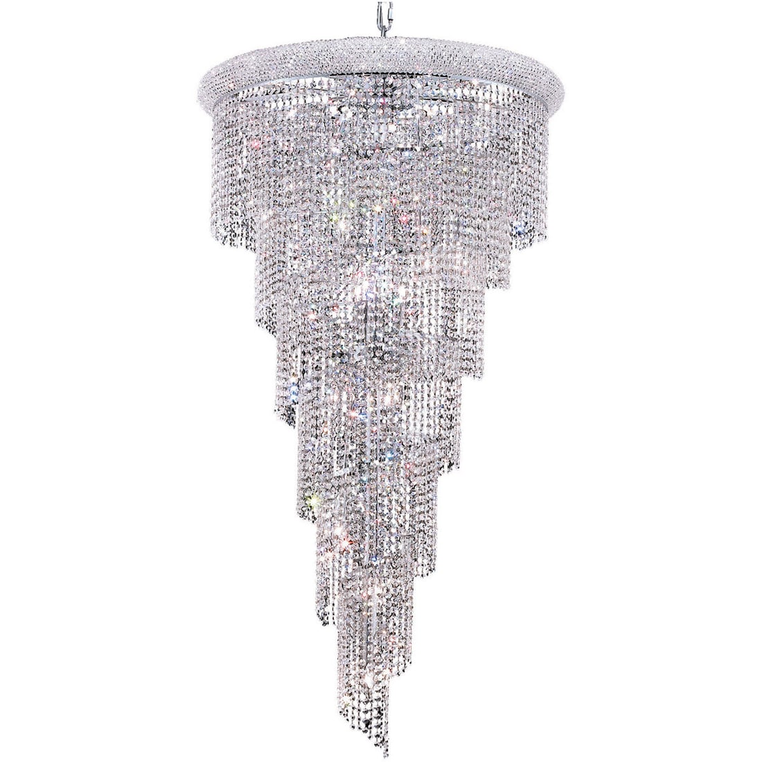 Elegant Lighting Spiral 22-Light Chrome Crystal Chandelier 54" Modern Design (1 of 3)