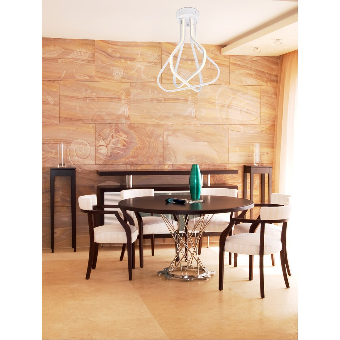 Elegant Lighting Dahlia 3-Light Flush Mount Chandelier White 18.2" Modern Design: Elegant Lighting Dahlia 3-Light Flush Mount Chandelier White 18.2" Modern Design Illuminate your space with this modern flush mount chandelier, featuring three LED lights that deliver a warm white glo