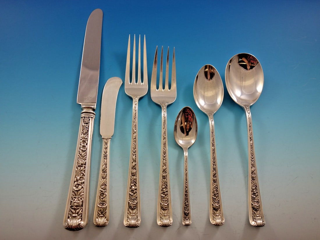 Watson Windsor Rose Sterling Silver Flatware Set for 8 60 Pieces (1 of 9)