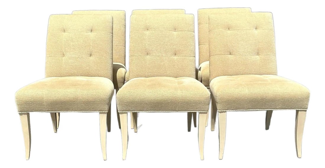 Set of 6 Vintage Donghia Tufted Dining Chairs Cream Fabric (1 of 10)