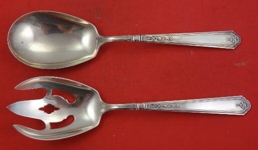 Durgin Gorham Princess Patricia Sterling Silver Salad Serving Set 2 Pieces 8" (1 of 2)