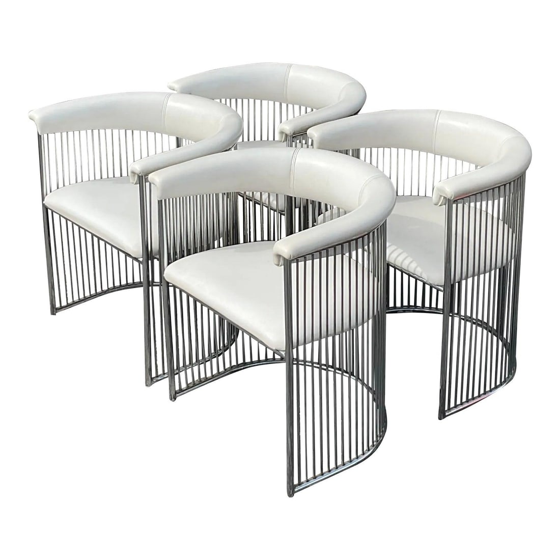 Set of 4 Vintage Mid-Century Modern Chrome Dining Chairs Inspired by Platner (1 of 8)