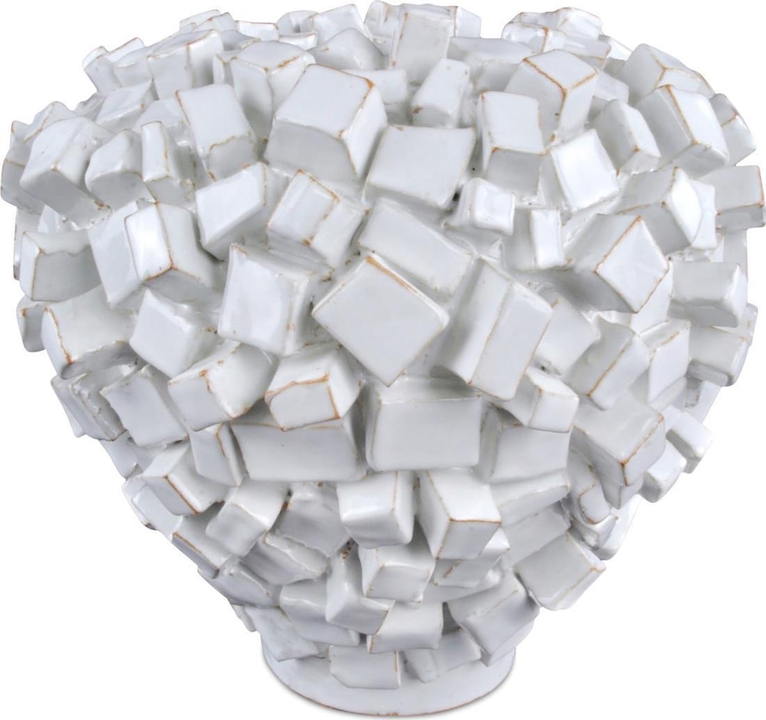 White Contemporary Style Ceramic Vase 9.75H 10.25W 10D (1 of 3)