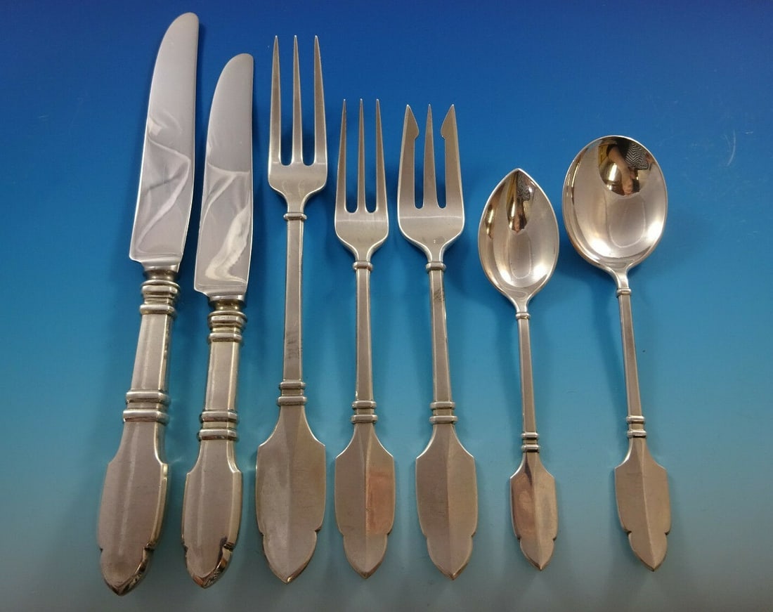 Graff Washbourne & Dunn Robert Bruce Sterling Silver 85 Piece Flatware Set (1 of 7)