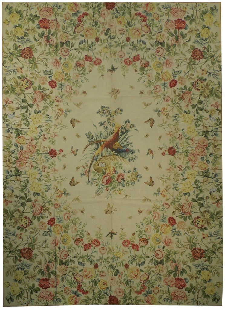 Handmade 8'6 x 11'10 Ivory Double Knot Needlepoint Rug China (1 of 6)