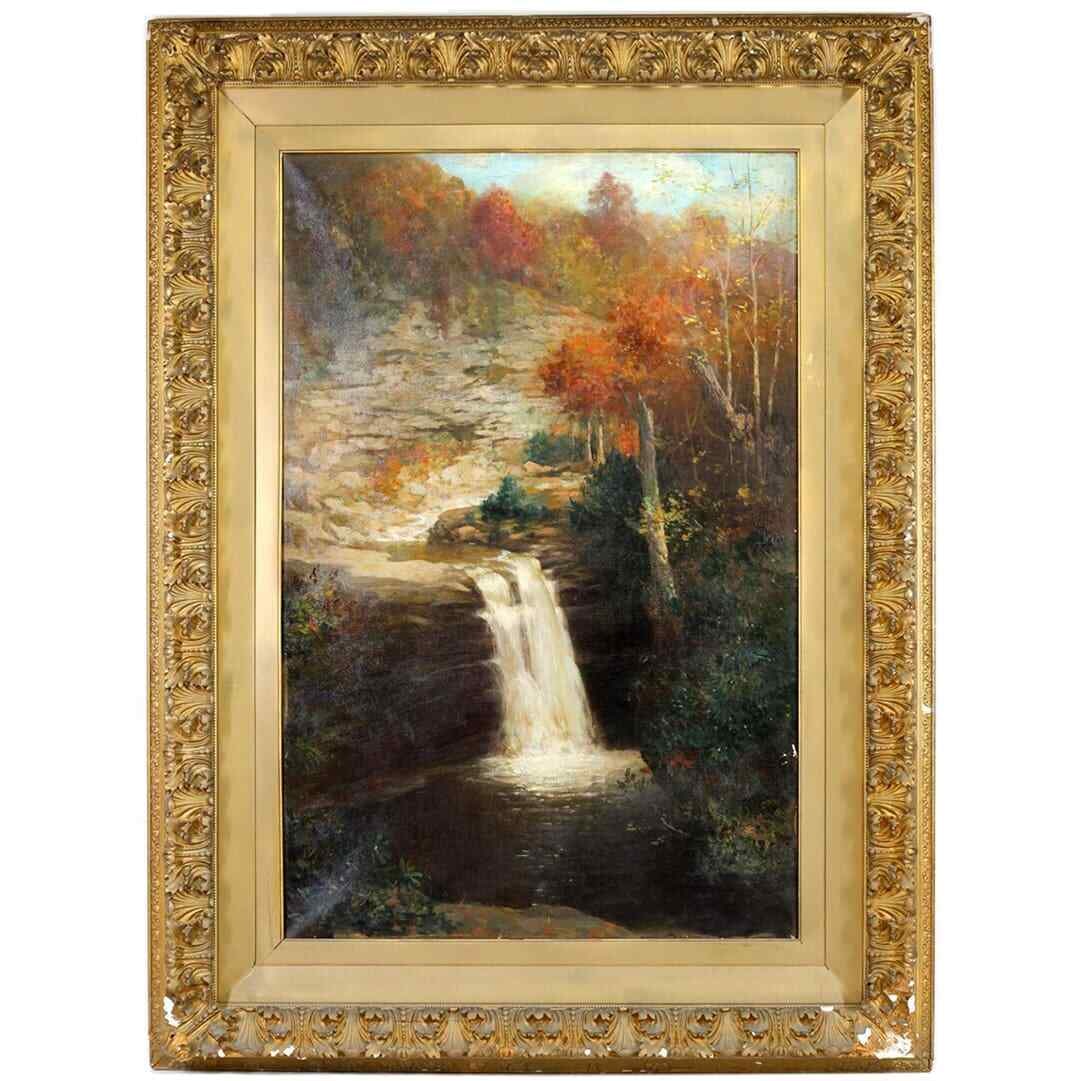 Impressionist Autumn Landscape Oil Painting by Bayard Henry Tyler Framed 53 x 39 (1 of 3)