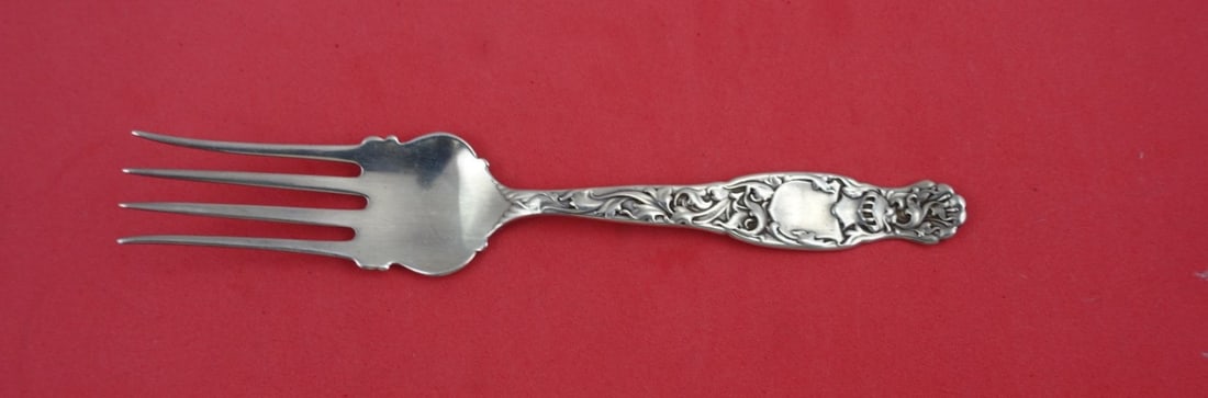 Whiting Heraldic Sterling Silver Beef Fork 6 3/4 Ruffled Shoulders (1 of 2)