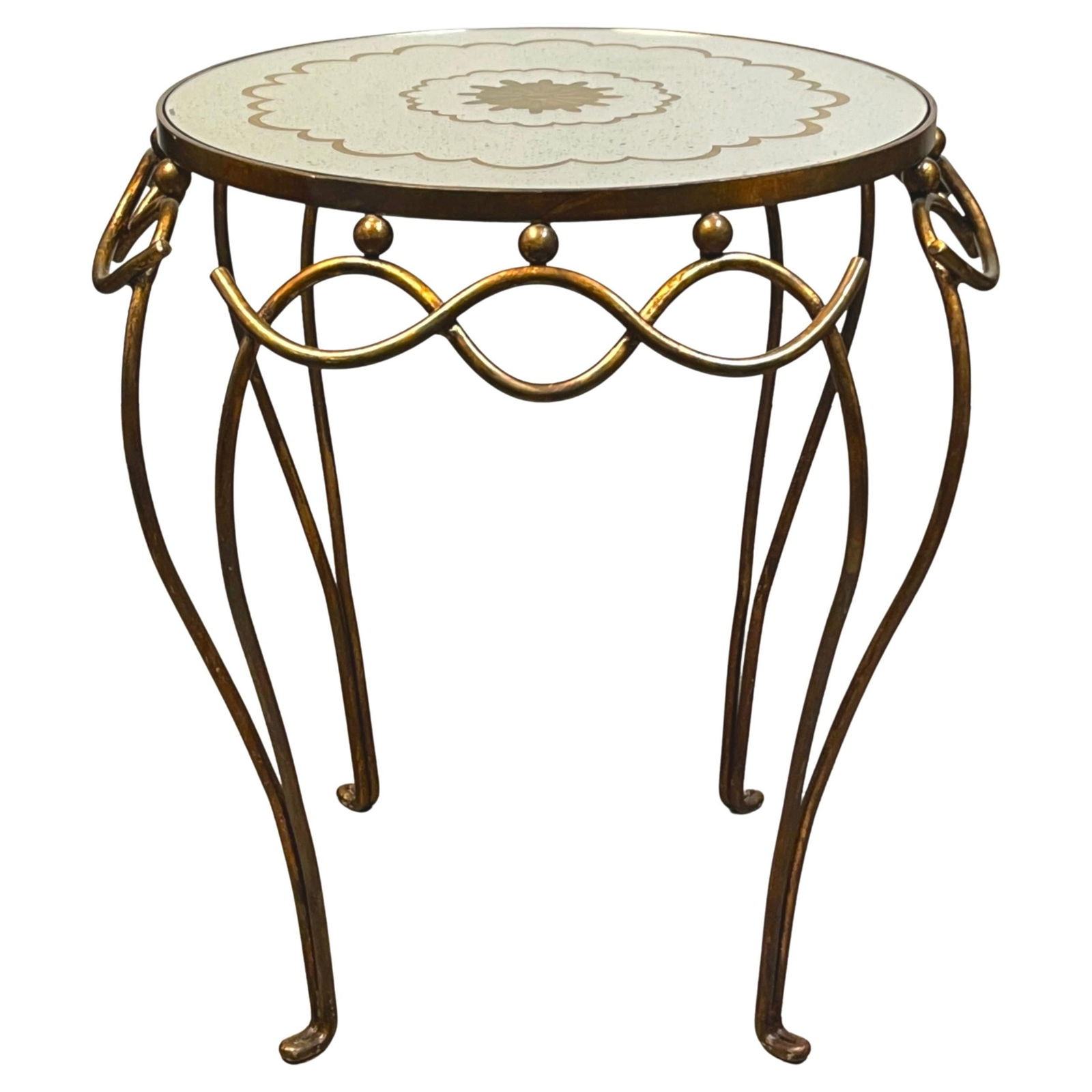 French Modern Gilt Verre Eglomise Side Table in Style of Rene Drouet (1 of 12)