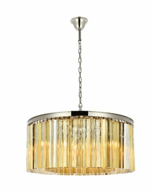 Elegant Sydney 8-Light Chandelier Polished Nickel Golden Teak Crystals 31.5" (1 of 10)